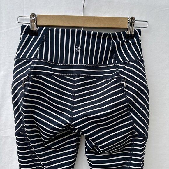 Athleta Contender High Rise 7/8 Tight Leggings Pants Striped Blue White Women XS - Picture 4 of 12